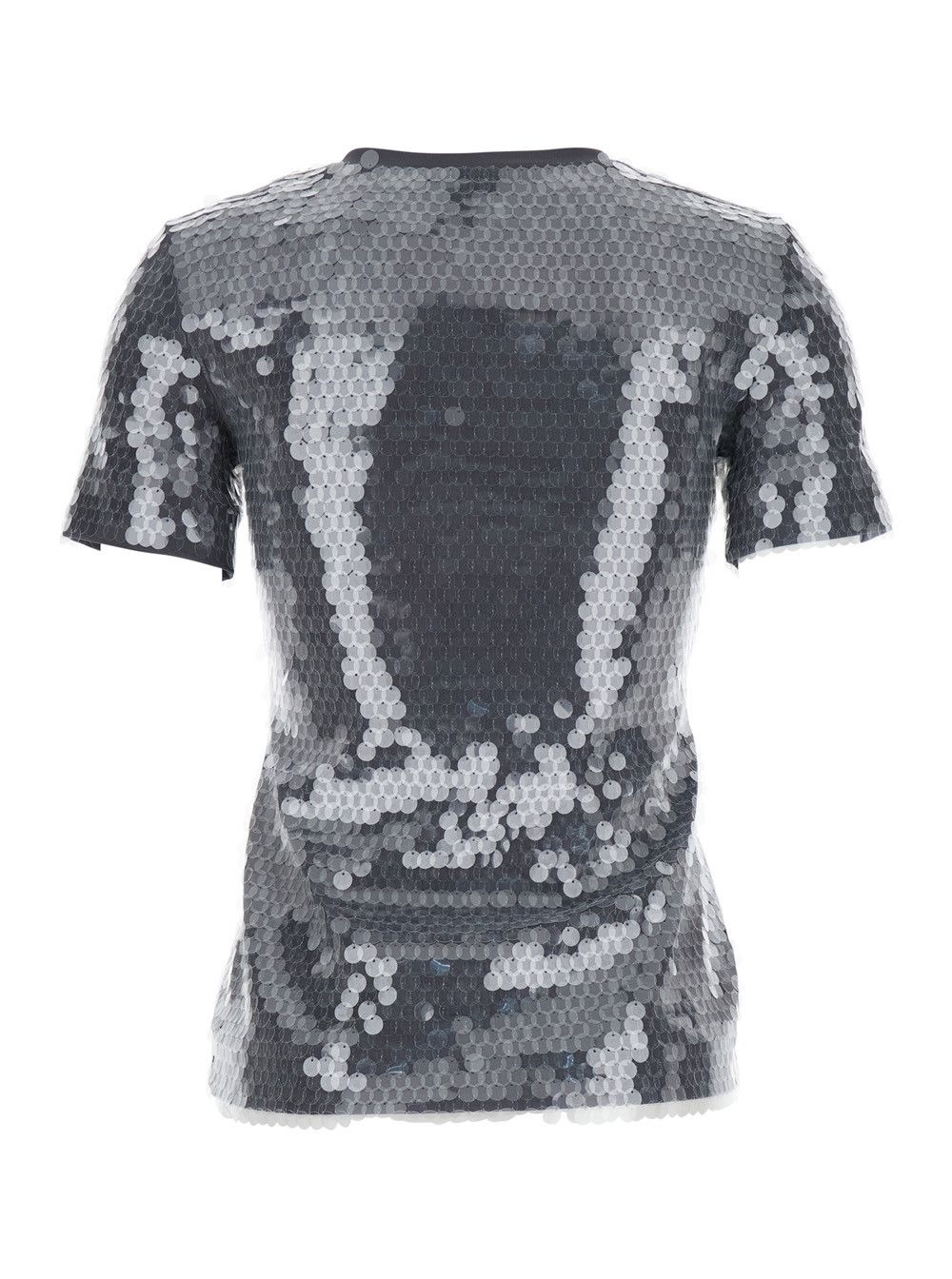 Sportmax Grey T-Shirt with All-Over Applied Sequins in Tech Fabric Woman Size S / US 4 / IT 40 - 2 Thumbnail