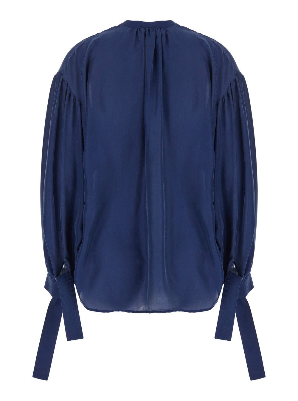 Missoni 'Musa' Blue Blouse with V Neck and Cuffs with Bow in Silk Woman Size M / US 6-8 / IT 42-44 - 2 Thumbnail