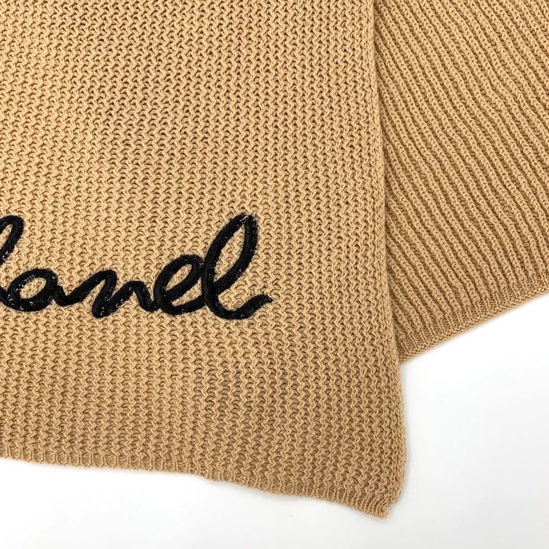 Chanel Beige Chanel Logo Knit Cashmere Scarf-dmc Size ONE SIZE - 7 Thumbnail