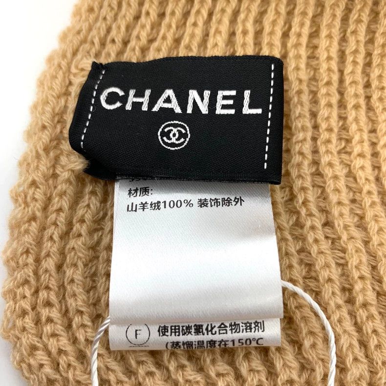 Chanel Beige Chanel Logo Knit Cashmere Scarf-dmc Size ONE SIZE - 8 Thumbnail
