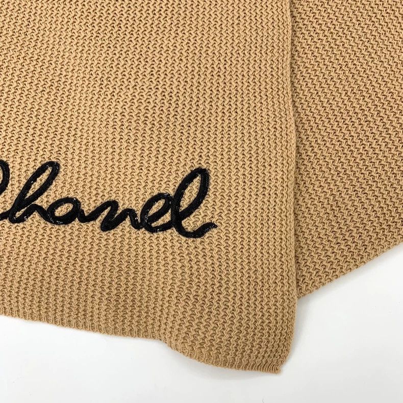 Chanel Beige Chanel Logo Knit Cashmere Scarf-dmc Size ONE SIZE - 6 Thumbnail