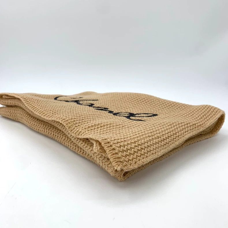 Chanel Beige Chanel Logo Knit Cashmere Scarf-dmc Size ONE SIZE - 2 Thumbnail