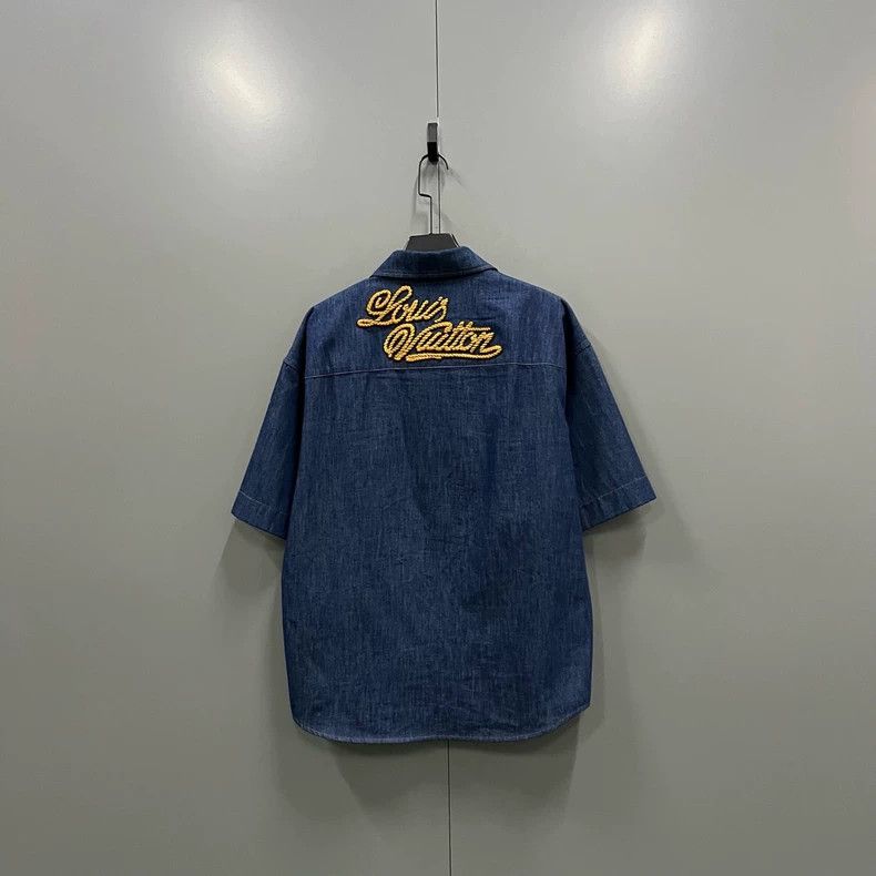 Louis Vuitton Louis Vuitton Blue Embroidered Logo Shirt-dmc Size US L / EU 52-54 / 3 - 2 Thumbnail