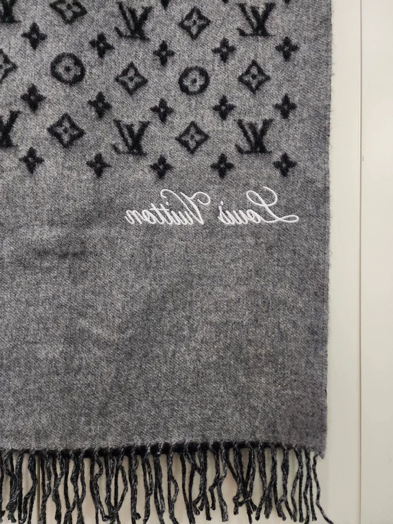 Louis Vuitton Louis Vuitton Black Grey Cashmere Scarf-dmc Size ONE SIZE - 3 Thumbnail