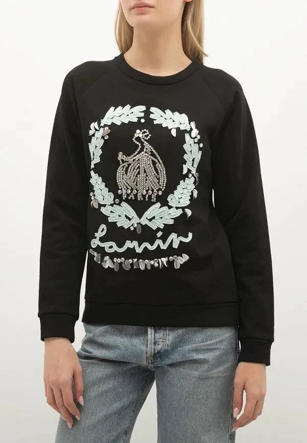 Lanvin Black Beaded Logo Sweatshirt for Women-dmc Size US XS / EU 42 / 0 - 8 Thumbnail