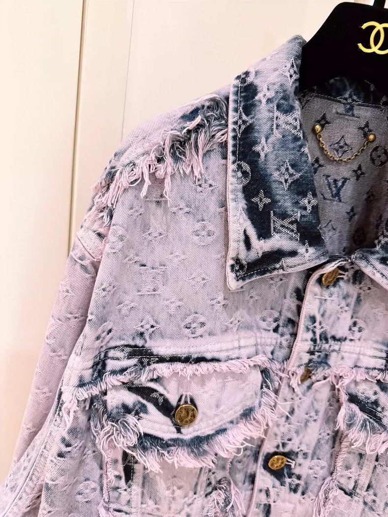 Louis Vuitton Louis Vuitton Pink Fringed Denim Jacket-dmc Size US L / EU 52-54 / 3 - 3 Thumbnail