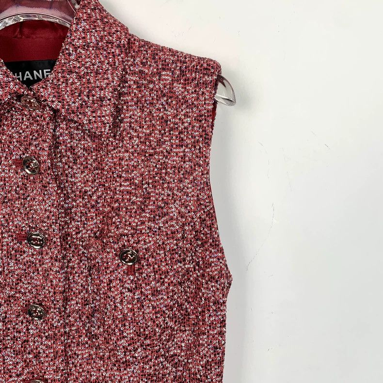 Chanel Red Sequin Sleeveless Vest Jacket-dmc Size US XS / EU 42 / 0 - 3 Thumbnail