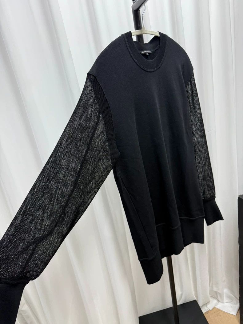 Ann Demeulemeester Black Oversized Sweatshirt with Mesh Sleeves-dmc Size US M / EU 48-50 / 2 - 4 Thumbnail