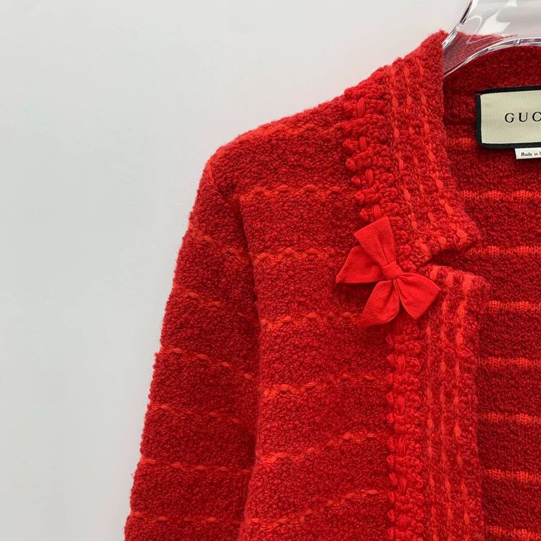 Gucci Red Bow Wool Long Sleeve Cardigan-dmc Size US XS / EU 42 / 0 - 3 Thumbnail