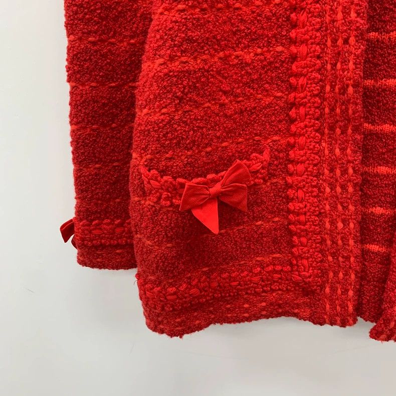 Gucci Red Bow Wool Long Sleeve Cardigan-dmc Size US XS / EU 42 / 0 - 4 Thumbnail