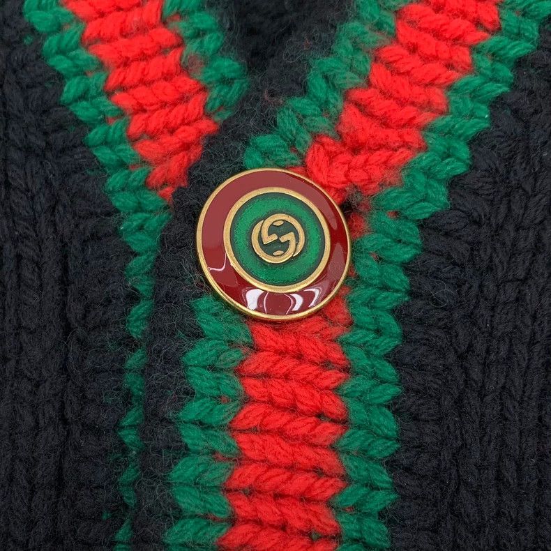 Gucci Gucci Black Striped Wool Cardigan-dmc Size US XXL / EU 58 / 5 - 6 Thumbnail
