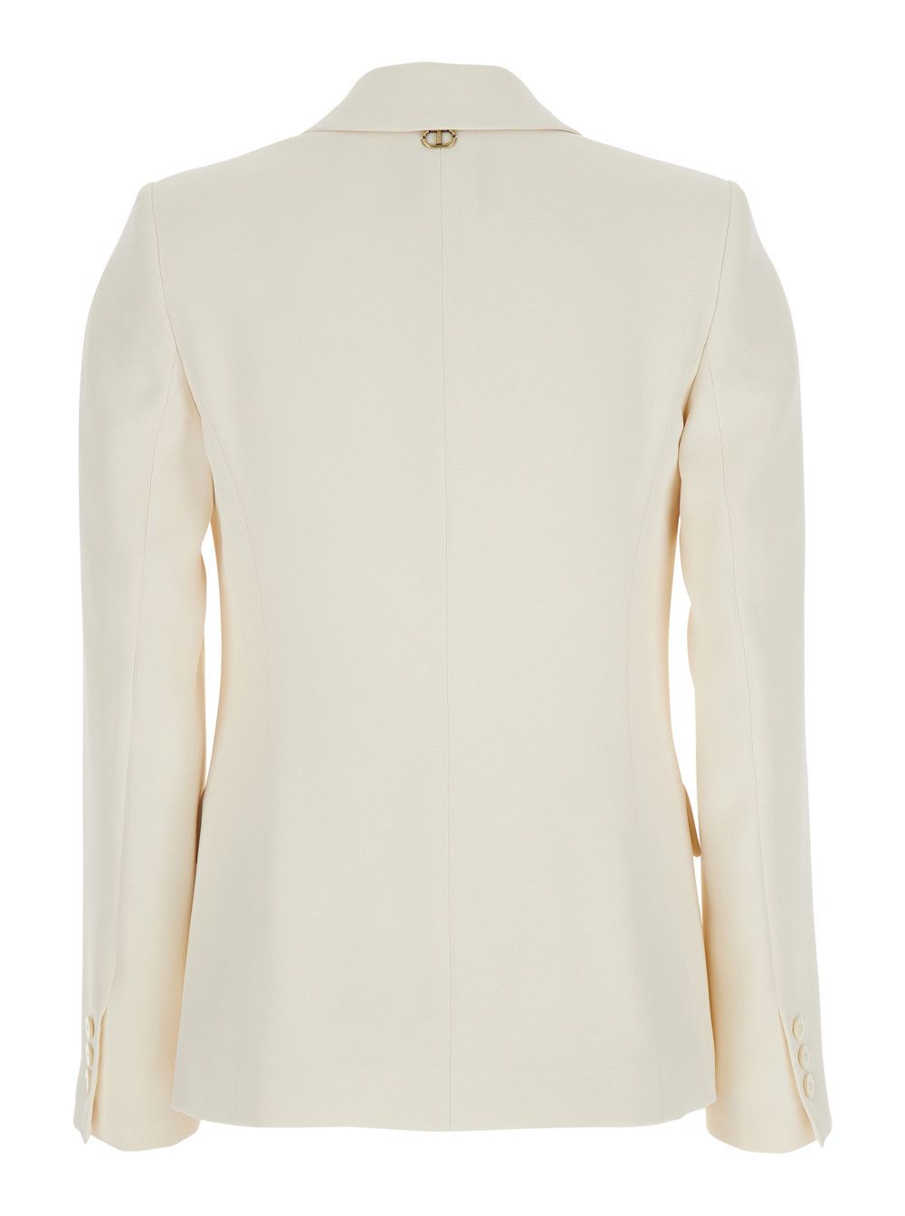 TWINSET Beige Single-Breasted Jacket with Notched Revers in Viscose Blend Stretch Woman Size M / US 6-8 / IT 42-44 - 2 Thumbnail