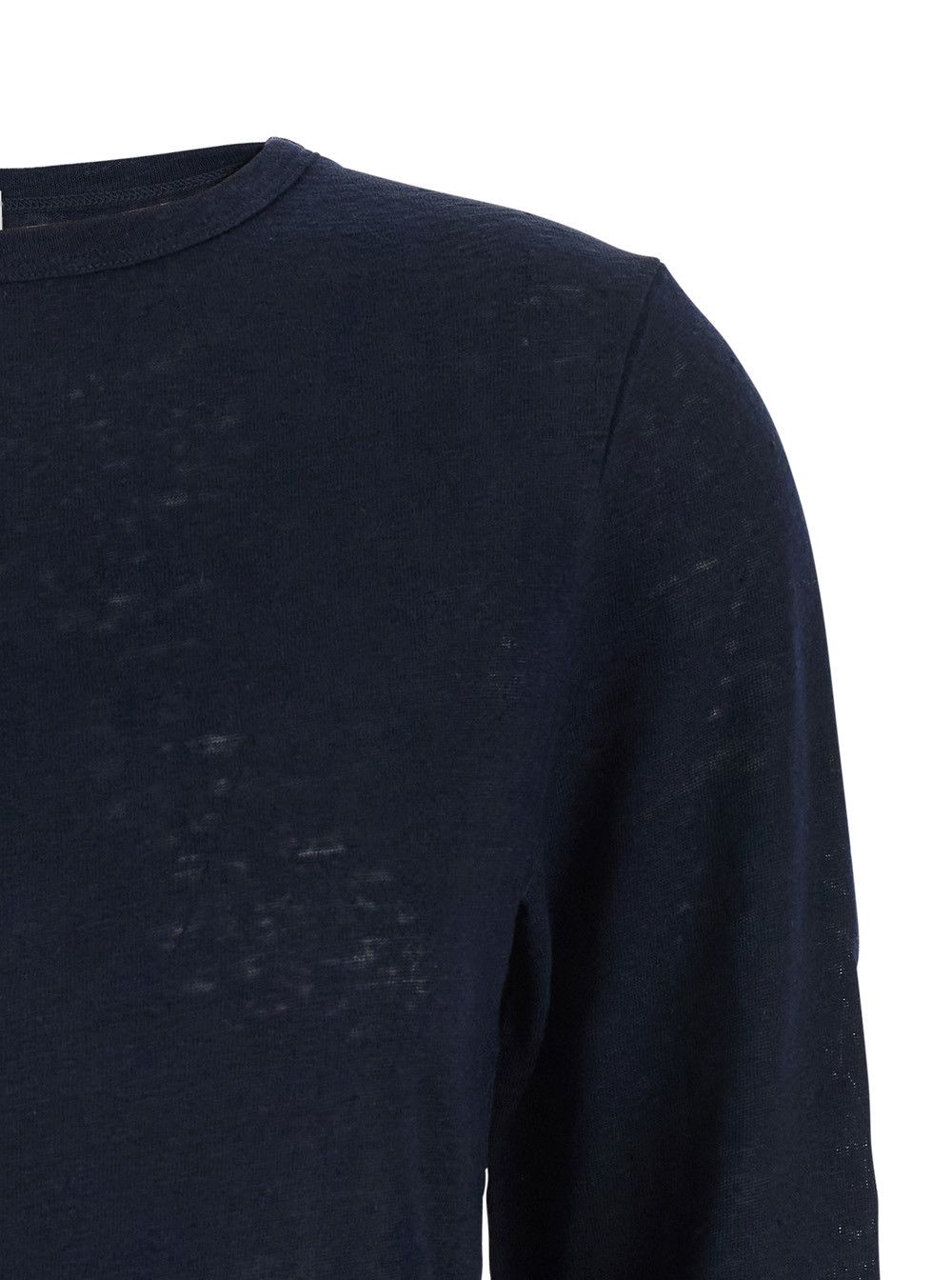 Allude Blue T-Shirt with Boat Neckline and Long Sleeves in Linen Woman Size XS / US 0-2 / IT 36-38 - 3 Thumbnail