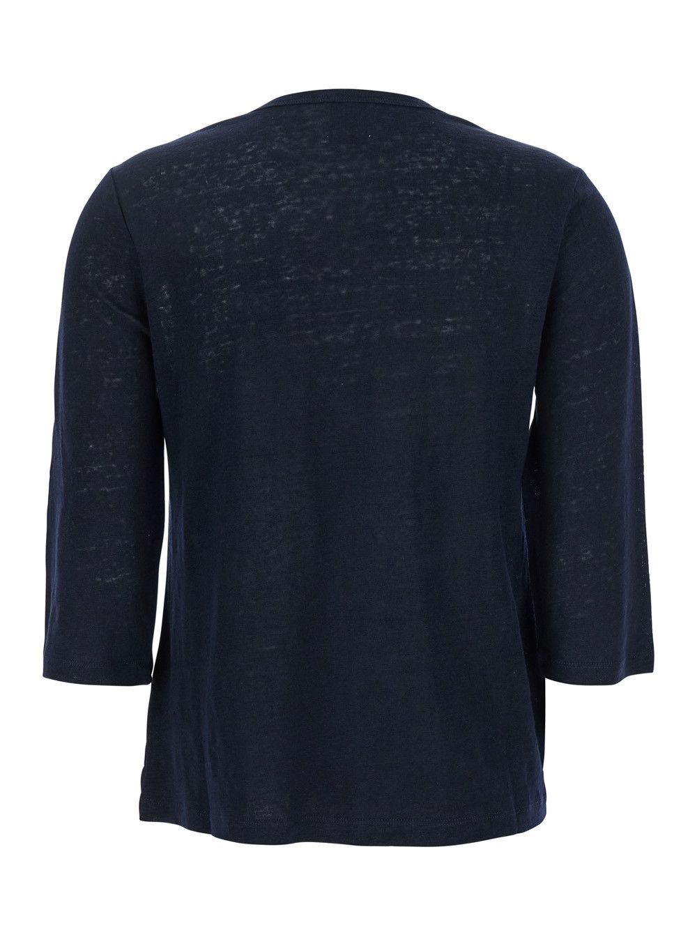 Allude Blue T-Shirt with Boat Neckline and Long Sleeves in Linen Woman Size XS / US 0-2 / IT 36-38 - 2 Thumbnail