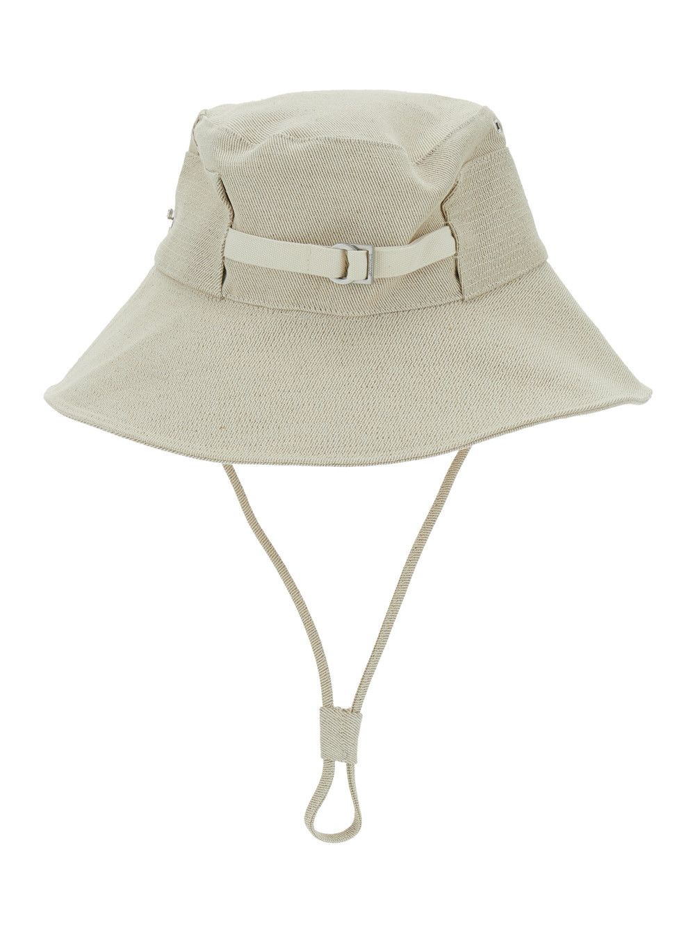 Jacquemus 'Le Bob De-Nimes' White Bucket Hat with Logo Lettering on the Front and Adjustable Strap in Linen and Cotton Man Size ONE SIZE - 2 Thumbnail