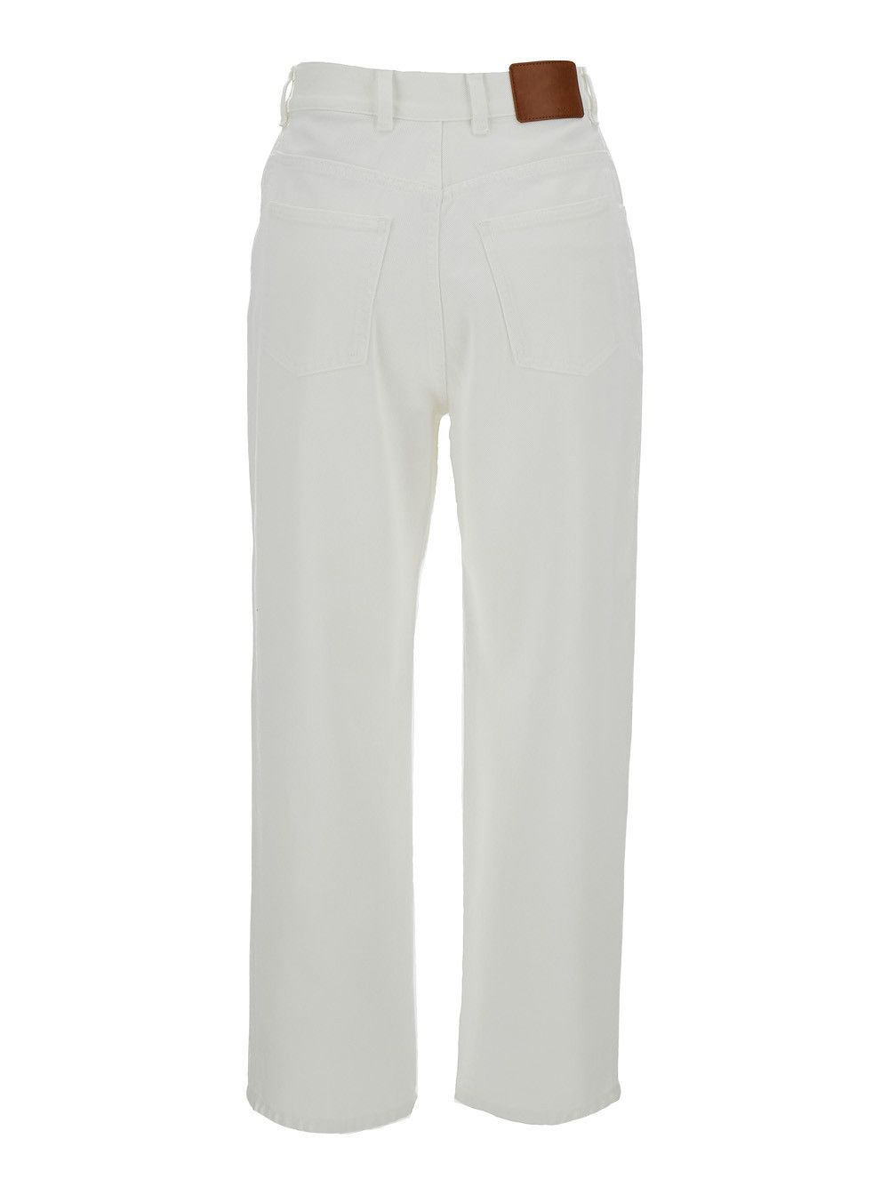 Moncler Crop High Waist White Jeans in Cotton Woman Size 28" / US 6 / IT 42 - 2 Thumbnail