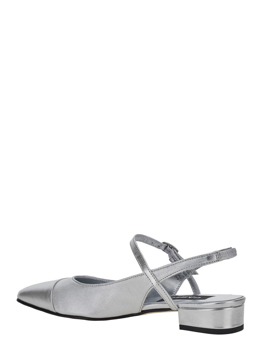 Carel Paris 'Oceano' Silver Colored Slingback Ballet Shoes with Contrasting Toe in Leather Woman Size US 6 / IT 36 - 3 Thumbnail