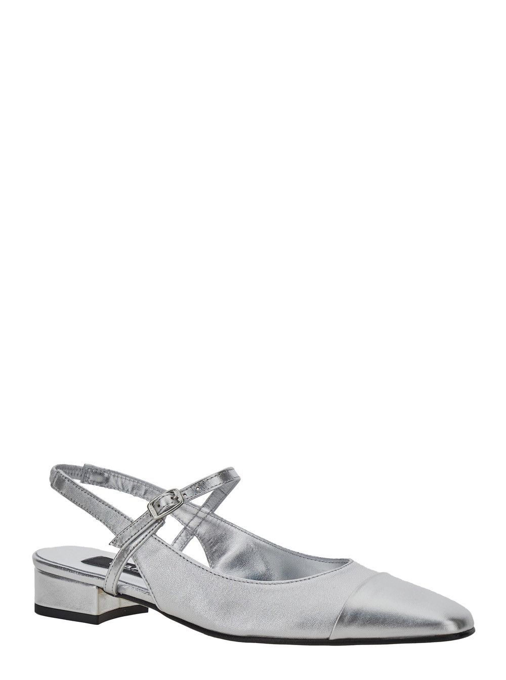 Carel Paris 'Oceano' Silver Colored Slingback Ballet Shoes with Contrasting Toe in Leather Woman Size US 6 / IT 36 - 2 Thumbnail