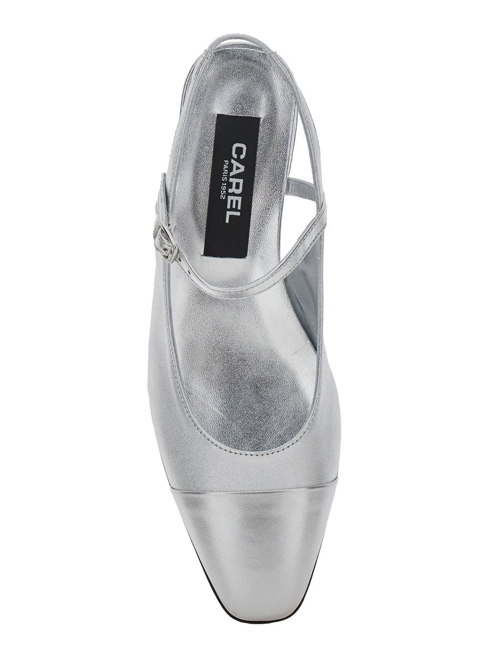 Carel Paris 'Oceano' Silver Colored Slingback Ballet Shoes with Contrasting Toe in Leather Woman Size US 6 / IT 36 - 4 Thumbnail