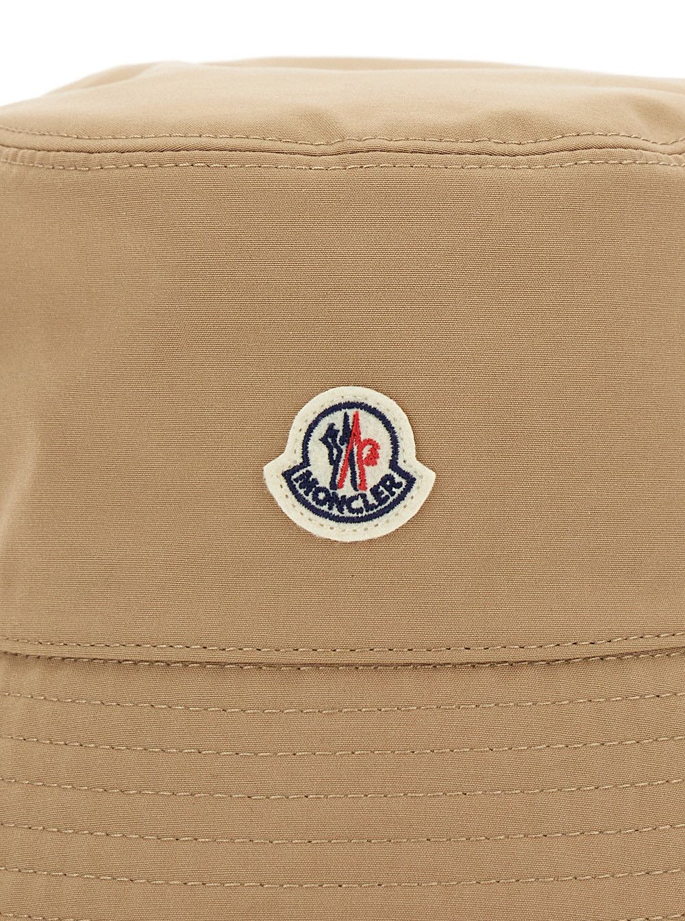 Moncler Beige Bucket Hat with Dropped Wide Brim and Logo Patch on the Front in Cotton Blend Woman Size ONE SIZE - 3 Thumbnail