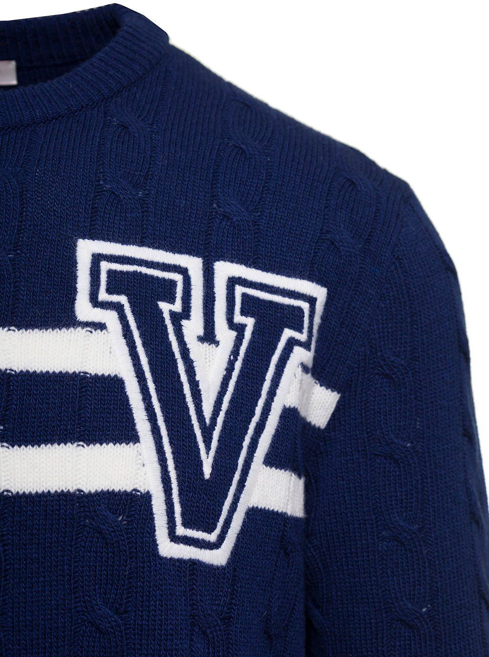 Valentino Contrasting Blue Patch 'VLogo' in Virgin Wool Man Size US L / EU 52-54 / 3 - 3 Thumbnail
