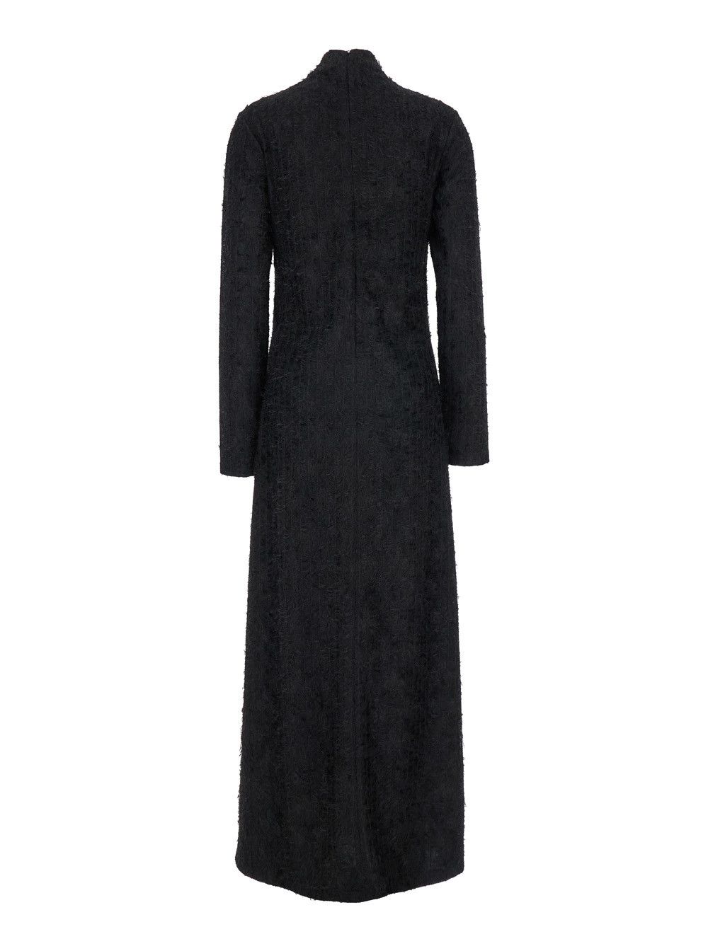 Rohe Black Turtleneck Dress with Fringes All-Over in Fabric Woman Size M / US 6-8 / IT 42-44 - 2 Thumbnail