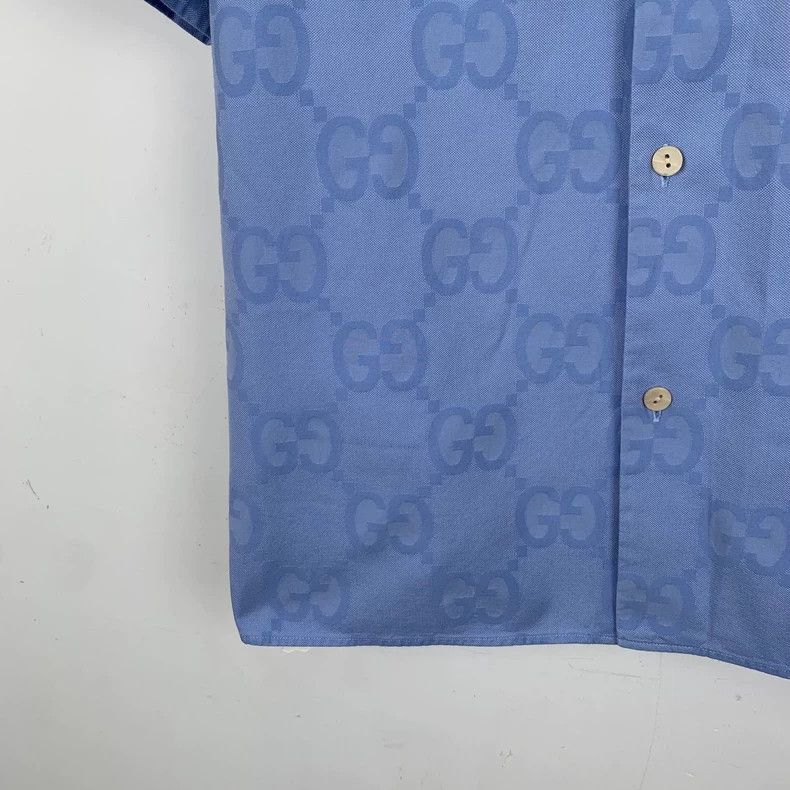 Gucci Gucci Blue Logo Short Sleeve Shirt-dmc Size US S / EU 44-46 / 1 - 4 Thumbnail