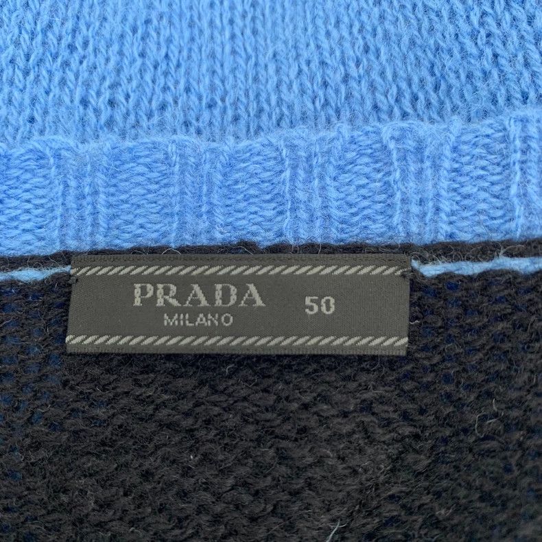 Prada Blue V-Neck Logo Embroidered Sweater-dmc Size US L / EU 52-54 / 3 - 6 Thumbnail
