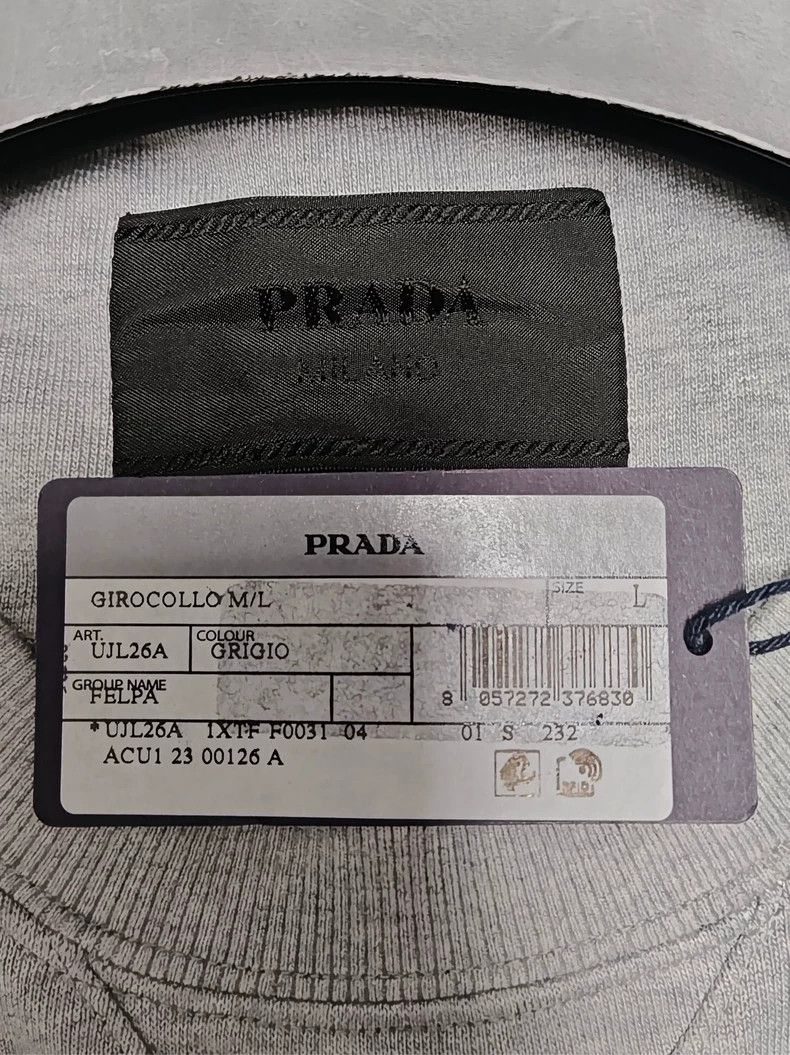 Prada Long Sleeve Sweatshirt with Triangle Logo-dmc