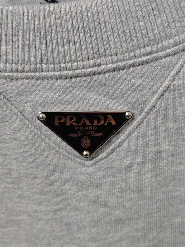 Prada Long Sleeve Sweatshirt with Triangle Logo-dmc