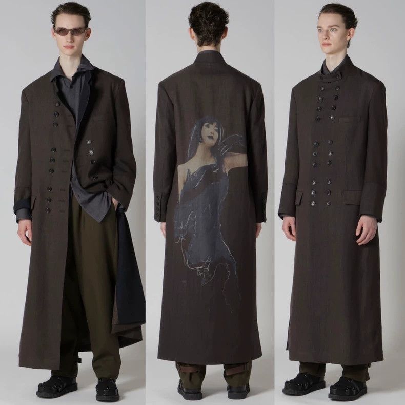 Black Wool Double-Breasted Coat by Yohji Yamamoto-dmc