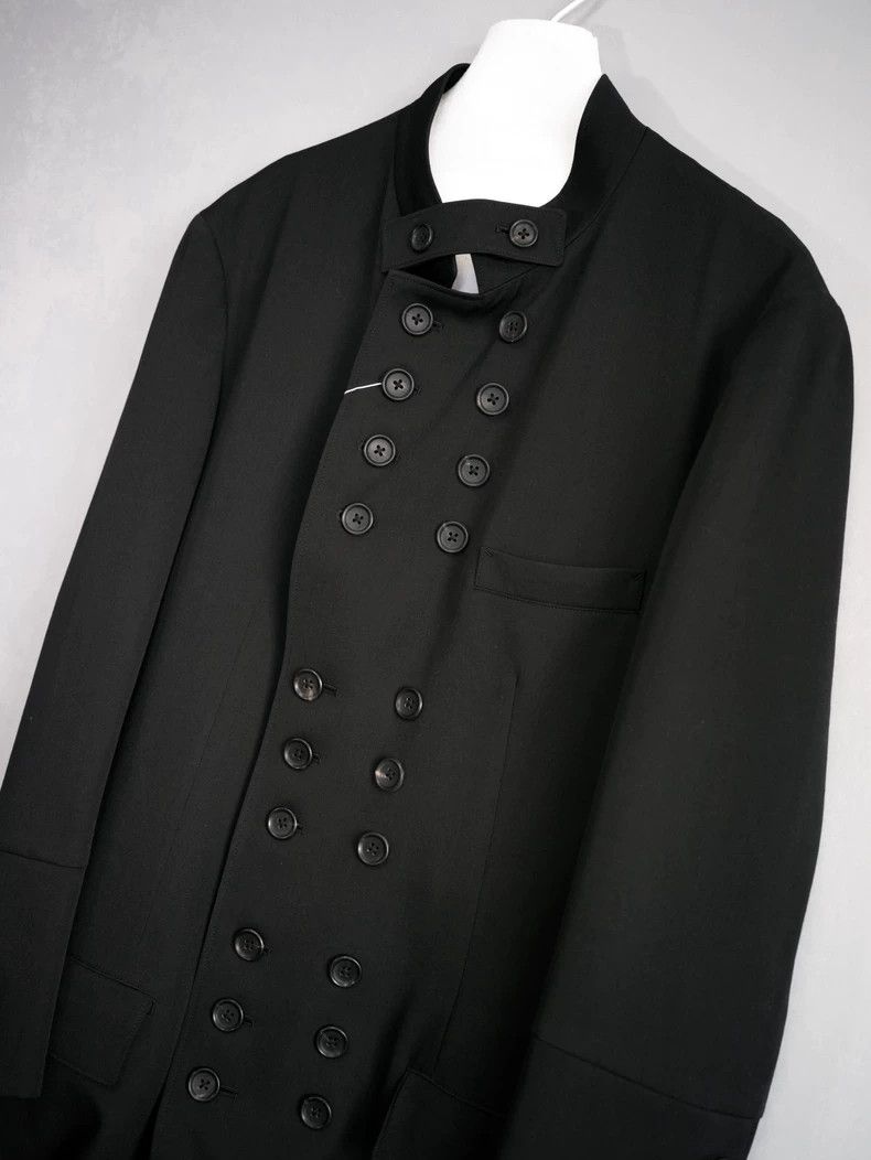 Black Wool Double-Breasted Coat by Yohji Yamamoto-dmc