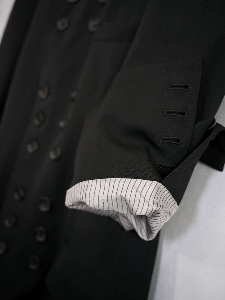 Black Wool Double-Breasted Coat by Yohji Yamamoto-dmc