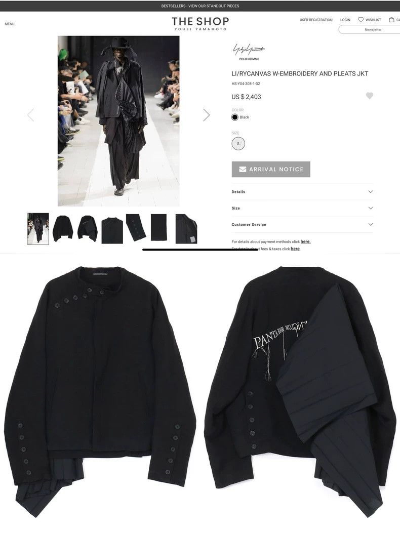 Yohji Yamamoto Yohji Yamamoto Pleated Embroidered Jacket-dmc Size US M / EU 48-50 / 2 - 2 Thumbnail