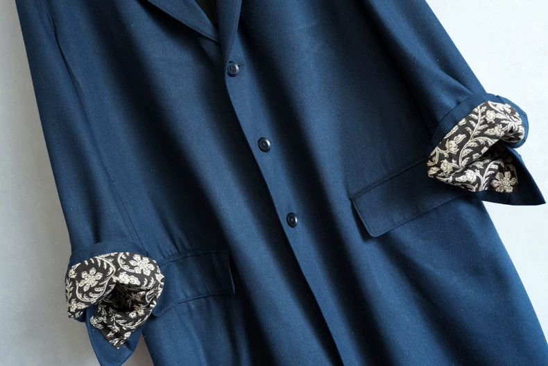 Yohji Yamamoto Navy Silk Denim Coat by Yohji Yamamoto-dmc Size US M / EU 48-50 / 2 - 6 Thumbnail