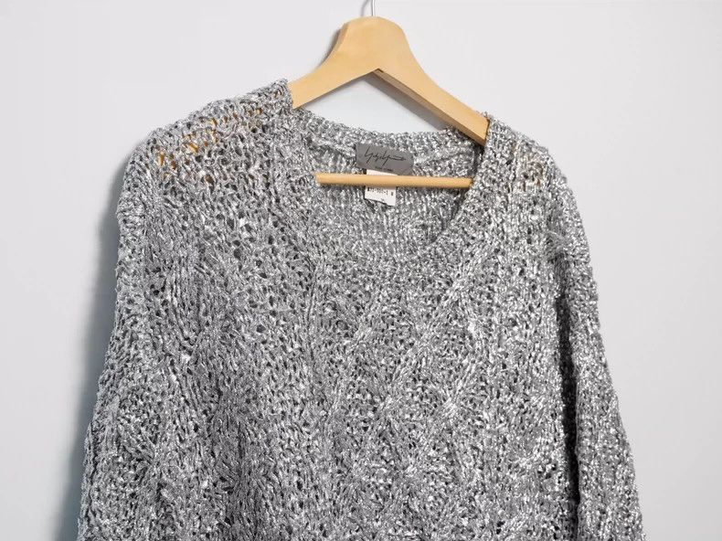 Yohji Yamamoto Reflective Diamond Knit Sweater by Yohji Yamamoto-dmc Size US L / EU 52-54 / 3 - 3 Thumbnail