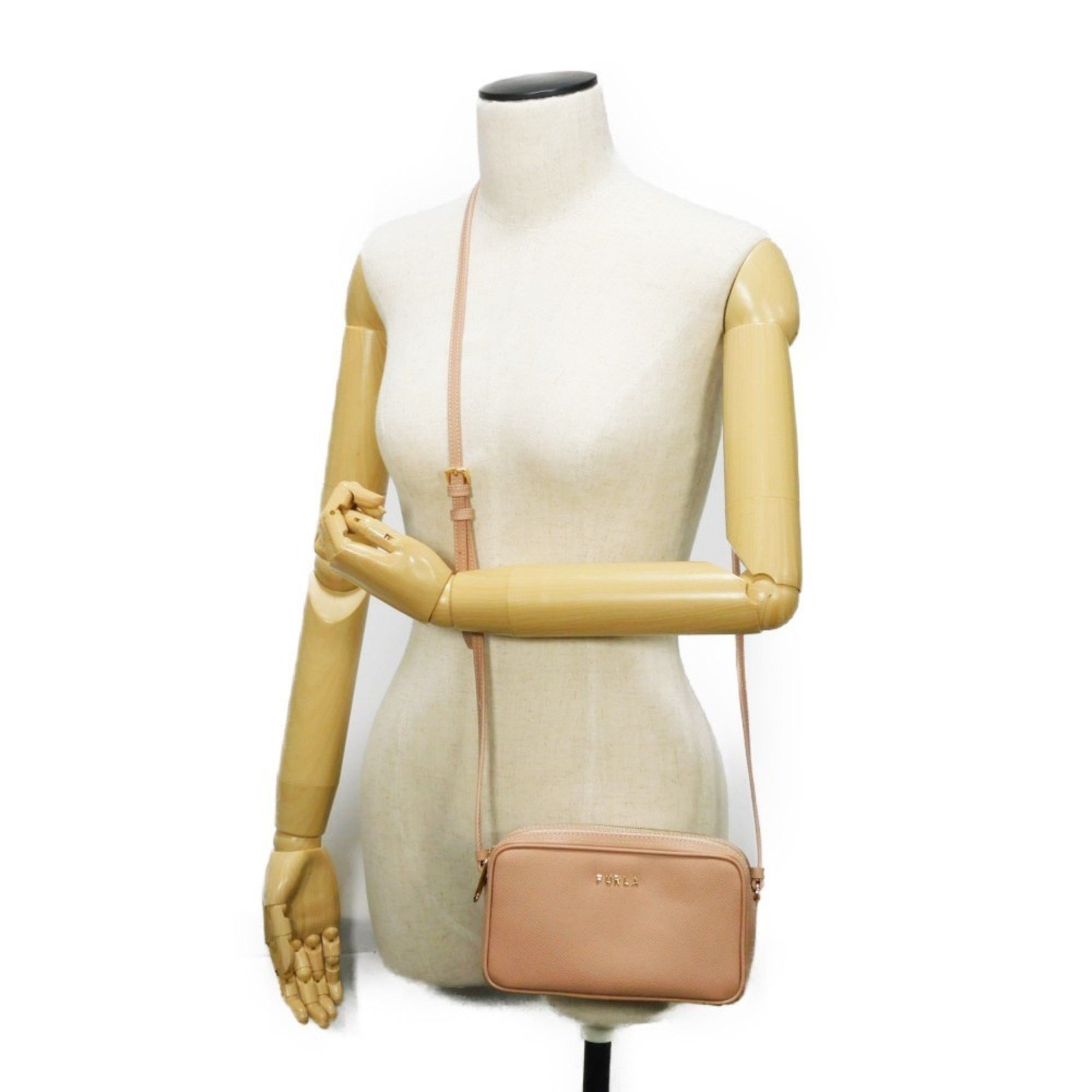 Furla Shoulder Bag Lily XL Crossbody Pouch W Zip Pink Beige Metal Moonstone EK27LIL Women's