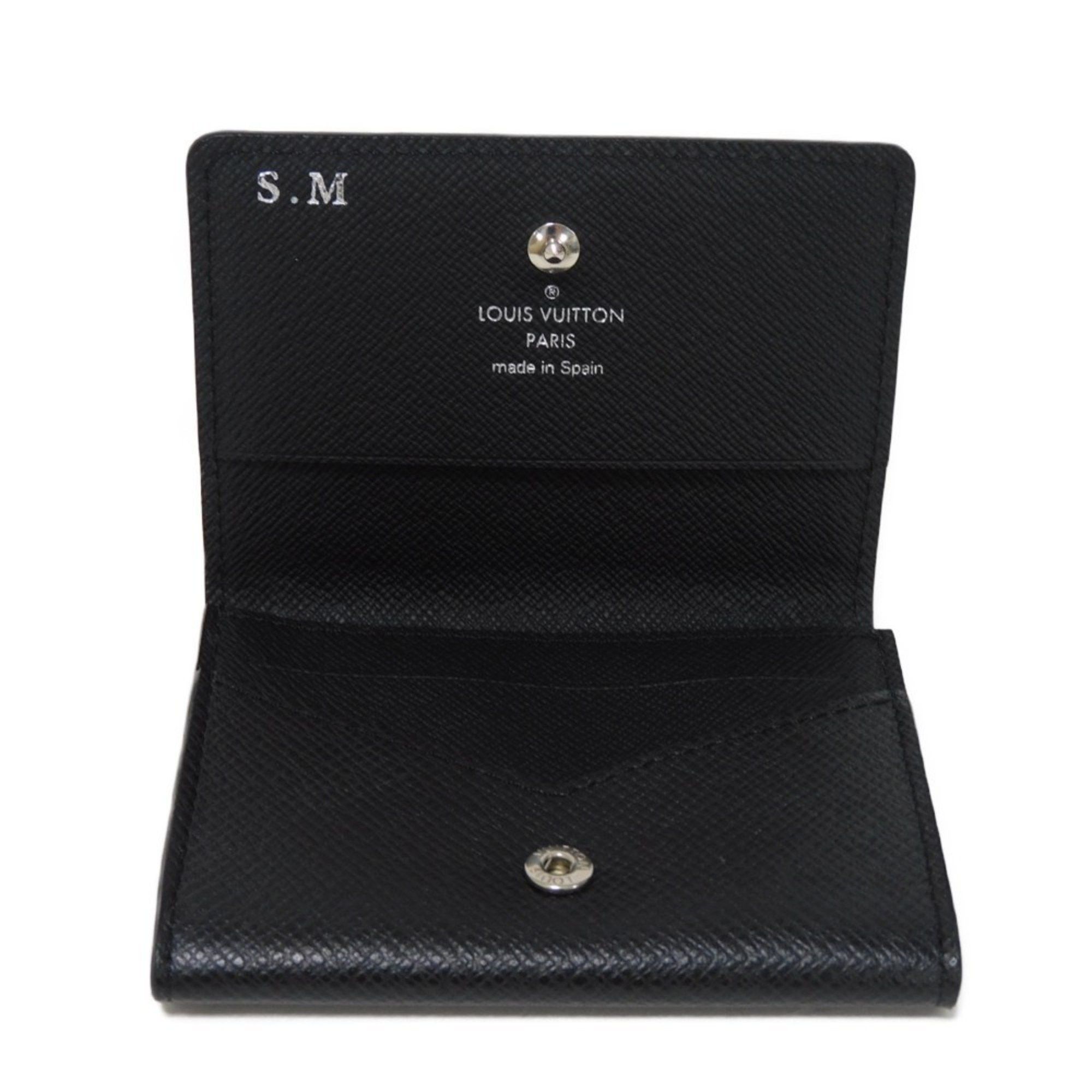 Louis Vuitton LOUIS VUITTON Card Case Envelope Carte de Visite LV Embossed Black Snap Button Bi-Fold Taiga M64595 Men's Size ONE SIZE - 5 Thumbnail