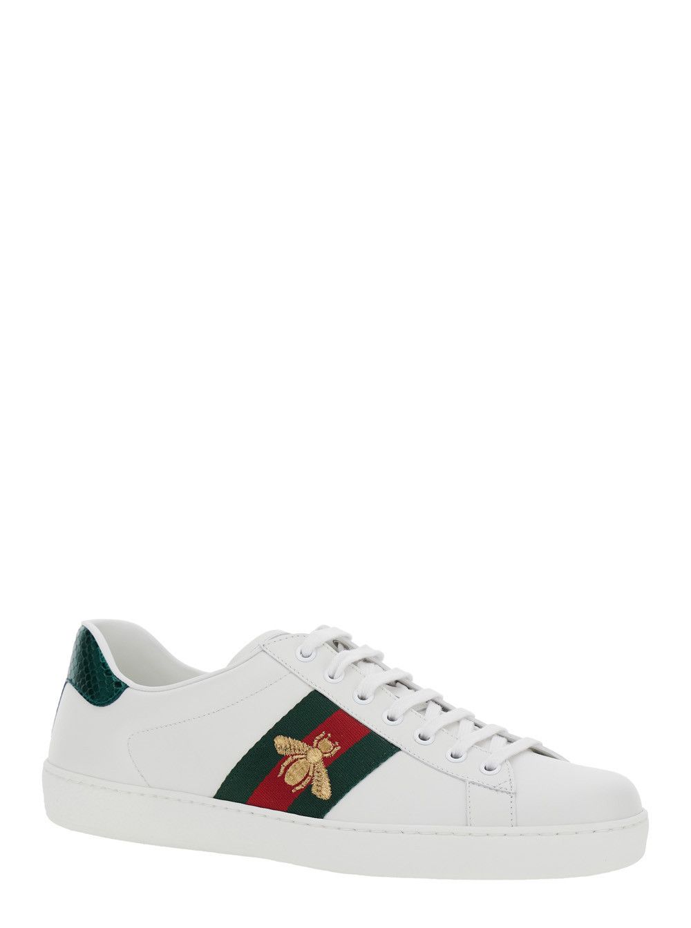 Gucci 'Ace' White Sneakers with Bee Embroidery and Web Detail in Leather Man Size US 9 / EU 42 - 2 Thumbnail
