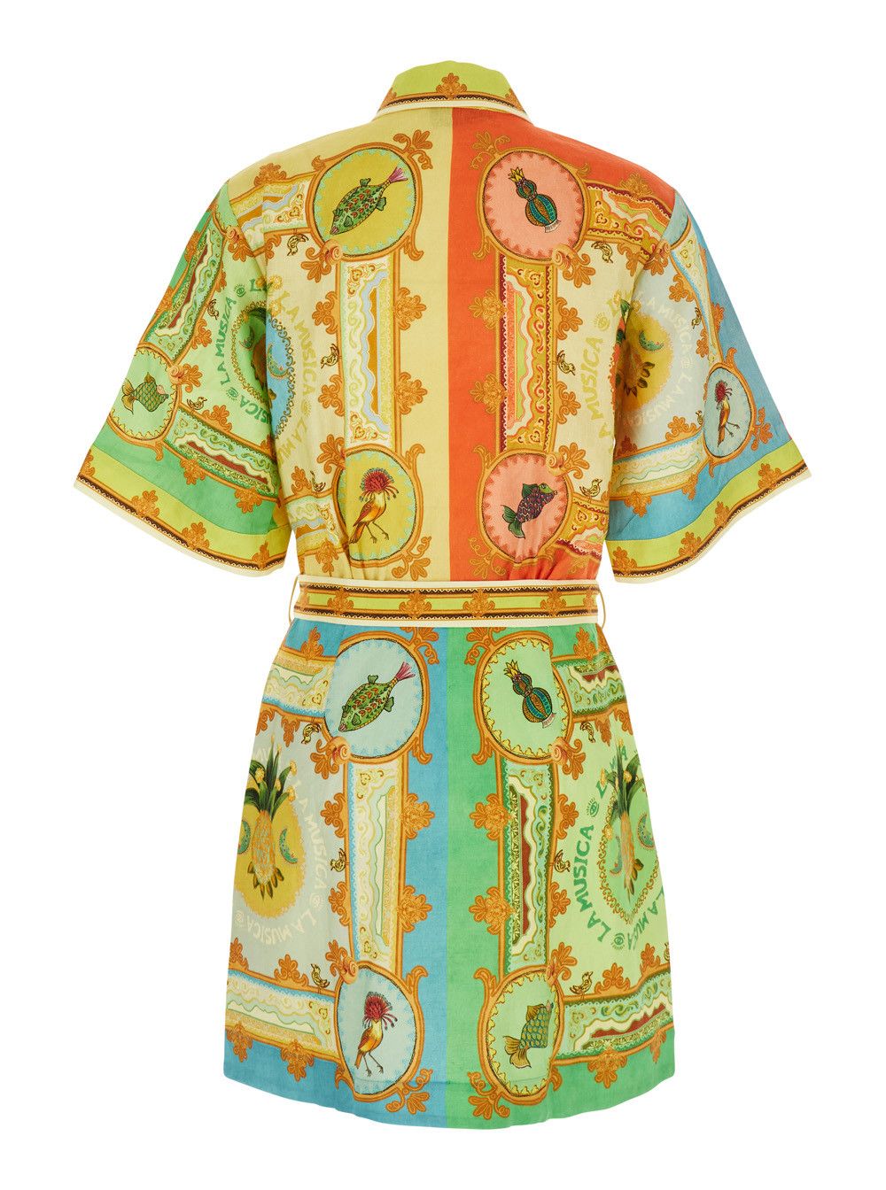 ALEMAIS 'La Musica' Multicolor Dress with All-Over Graphic Print in Linen Woman Size XS / US 0-2 / IT 36-38 - 2 Thumbnail