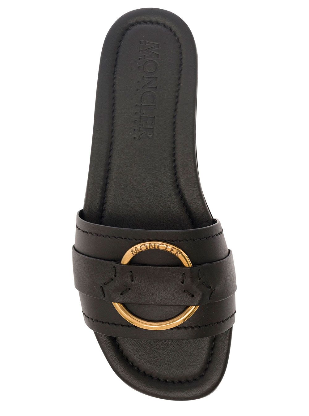 Moncler 'Bell' Black Slide with Heel in Leather Woman Size US 8 / IT 38 - 4 Thumbnail