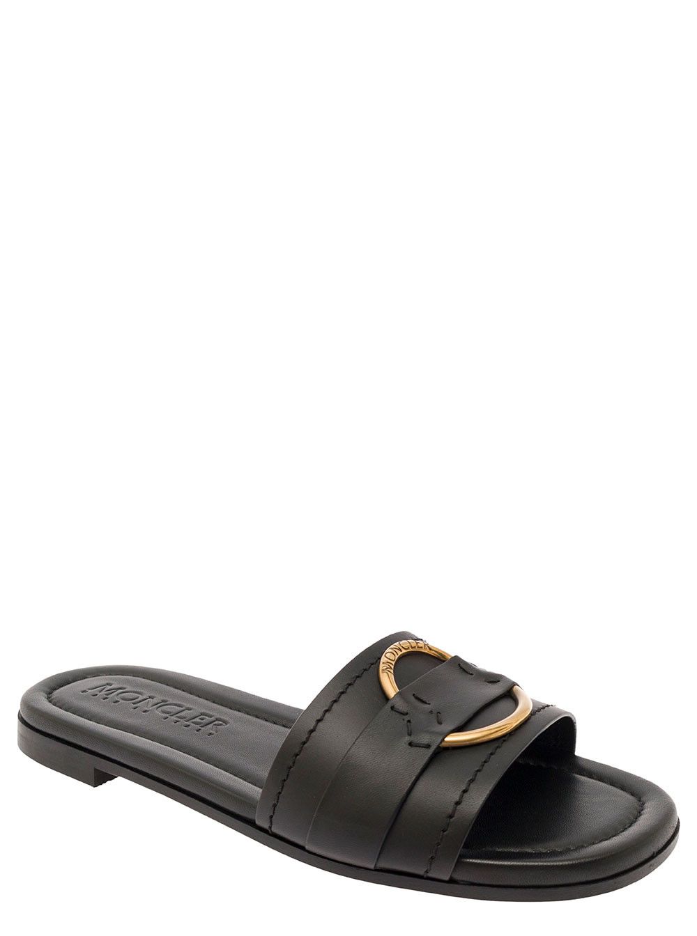 Moncler 'Bell' Black Slide with Heel in Leather Woman Size US 8 / IT 38 - 2 Thumbnail
