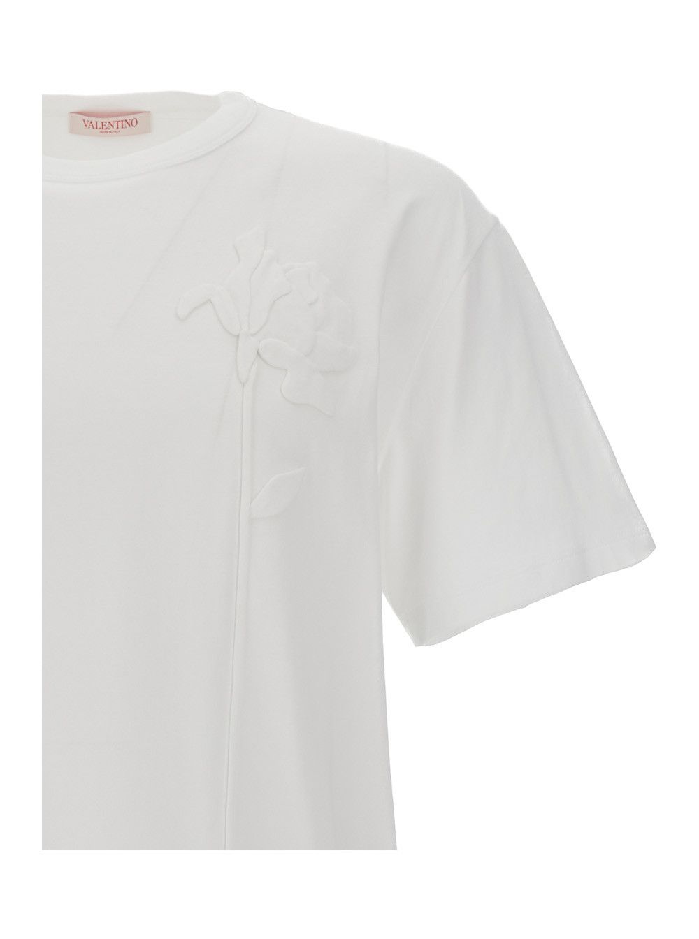 Valentino White Flower Detail Crew Neck T-Shirt in Cotton Man Size US XXL / EU 58 / 5 - 3 Thumbnail