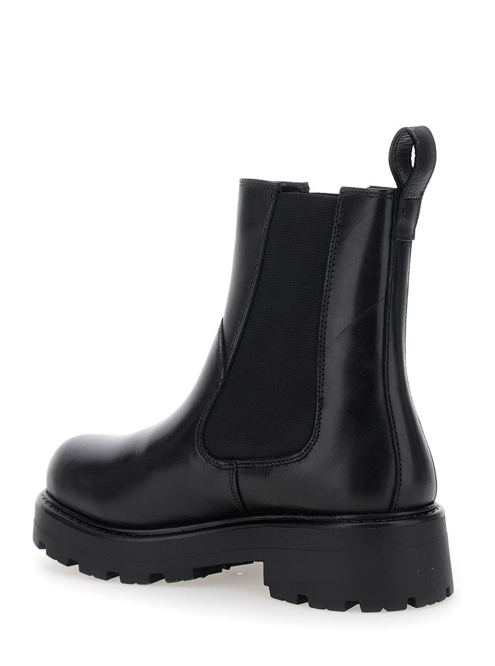 Black ‘Cosmo’ Ankle Boots with Elasticated Inserts in Leather Woman Footwear