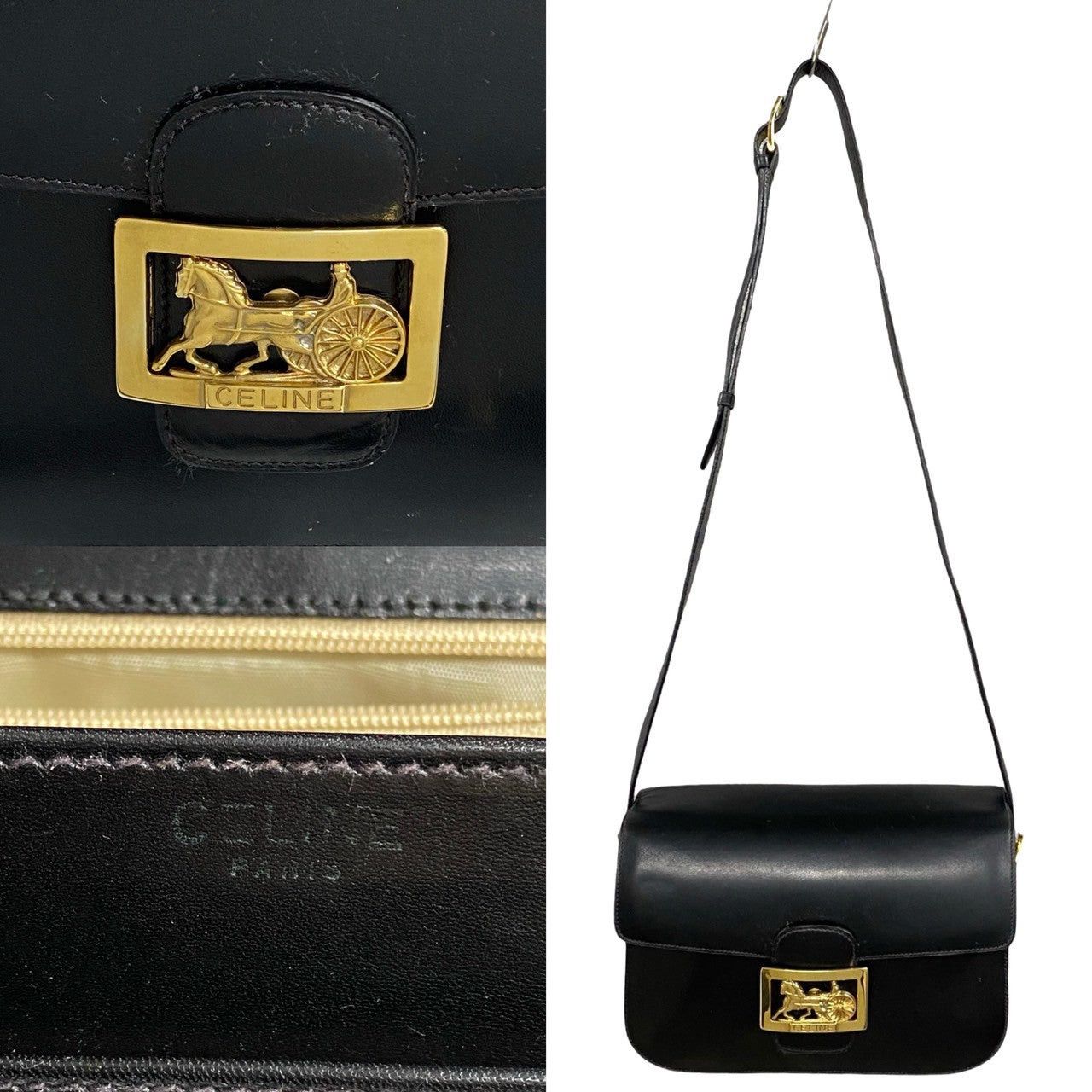 Celine Celine Shoulder Bag Black Leather Size ONE SIZE - 3 Thumbnail