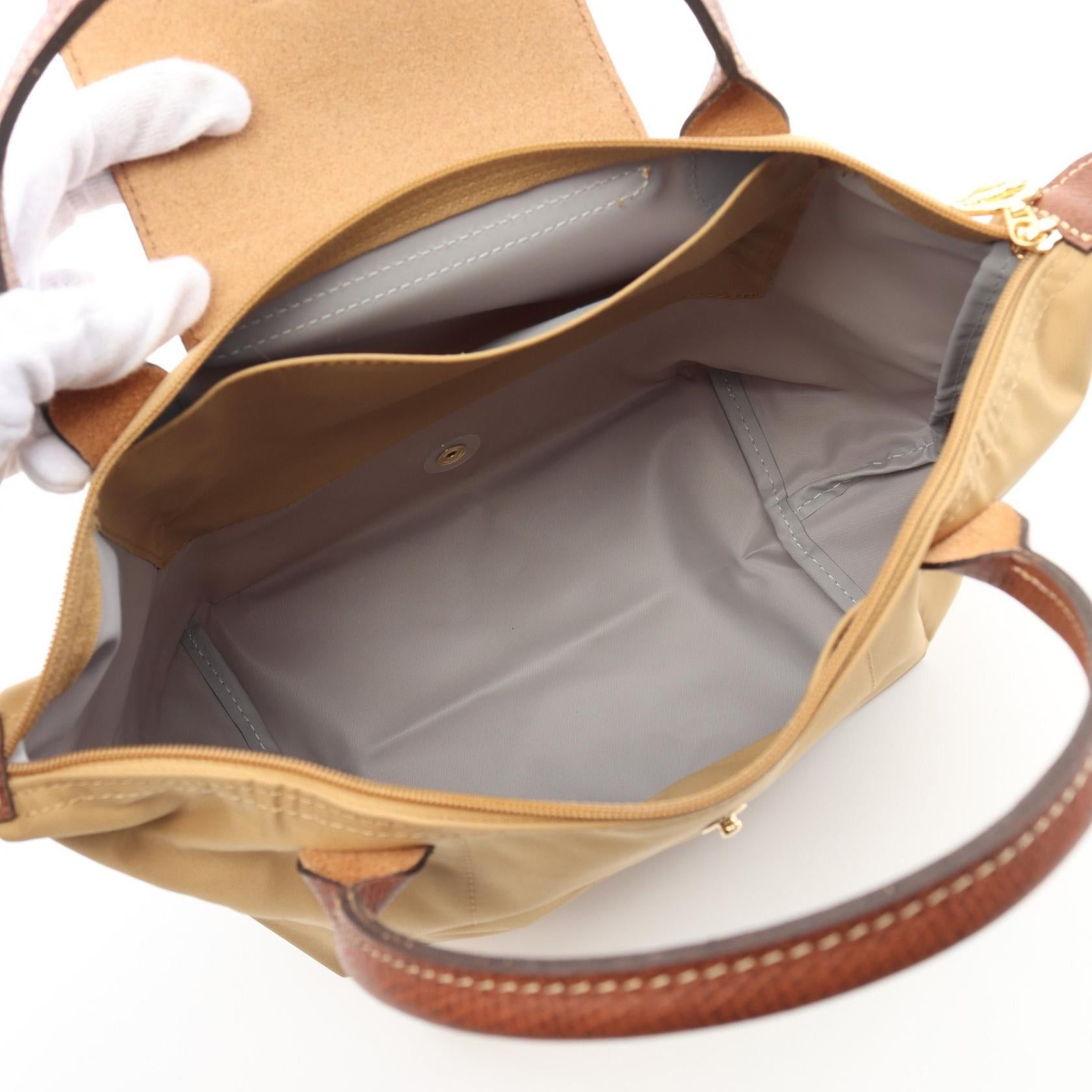 Longchamp Longchamp Le Preage Original S Top Handle Bag Handbag Canvas Leather Beige Brown Size ONE SIZE - 3 Thumbnail
