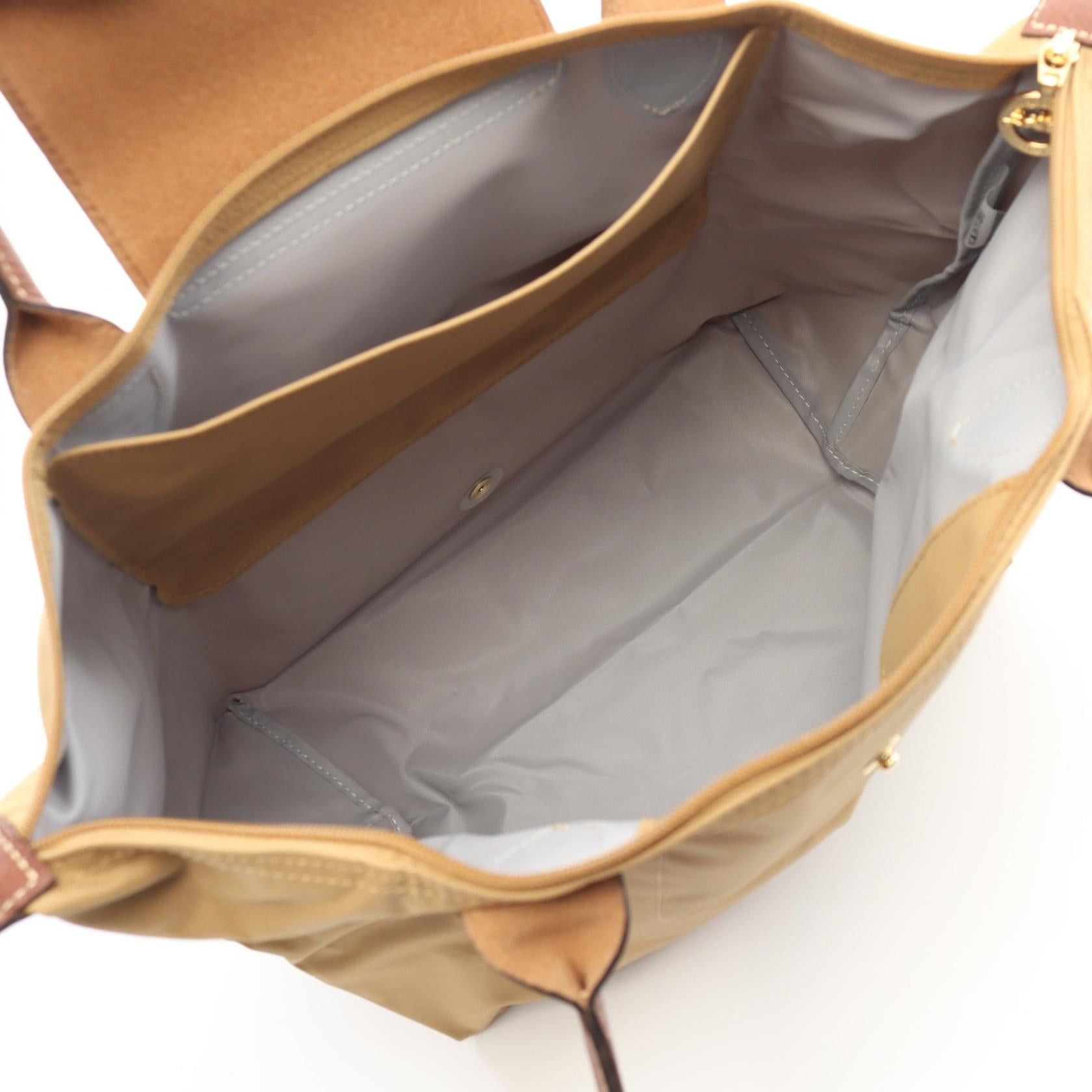 Longchamp Longchamp Le Pliage Original M Preage Handbag Tote Bag Canvas Leather Beige Brown Size ONE SIZE - 3 Thumbnail
