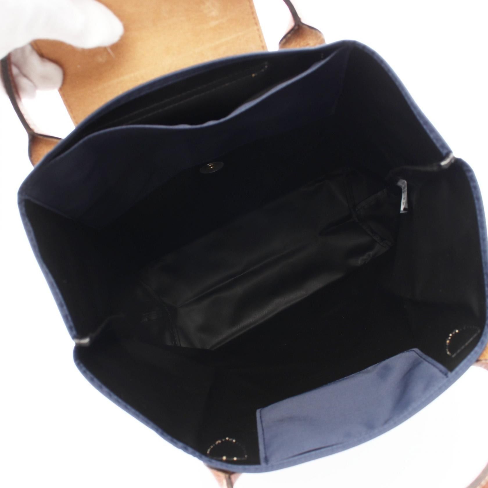 Longchamp Longchamp Le Preage Original M Shopping Bag Handbag Tote Fabric Leather Navy Size ONE SIZE - 3 Thumbnail