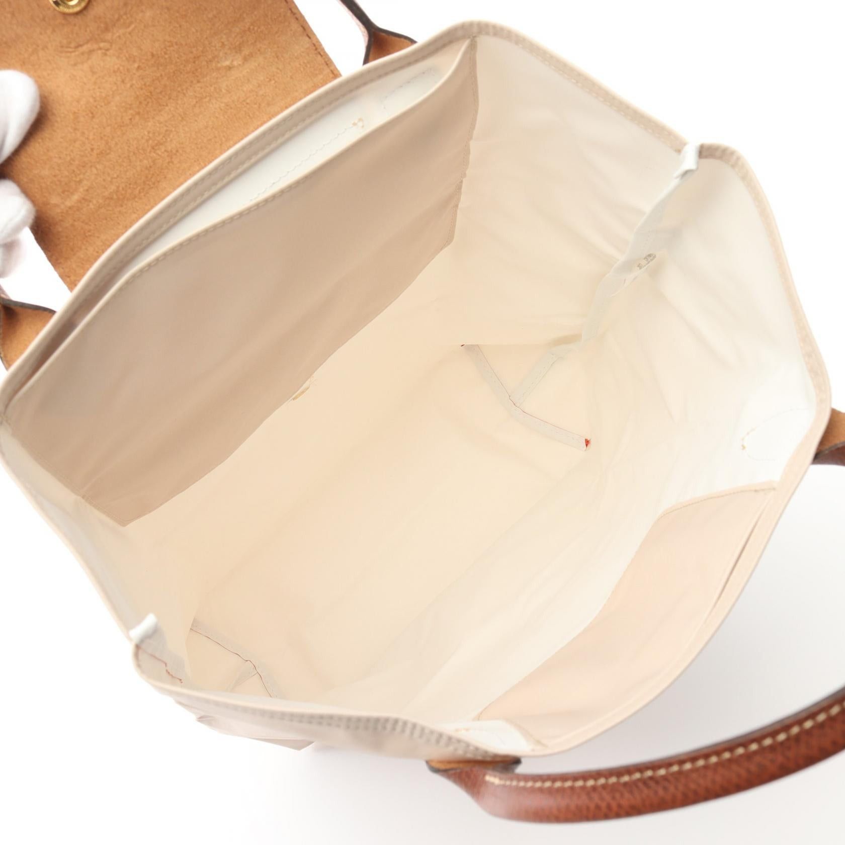 Longchamp Longchamp Le Preage Original M Shopping Bag Handbag Tote Fabric Leather Beige Brown Size ONE SIZE - 3 Thumbnail