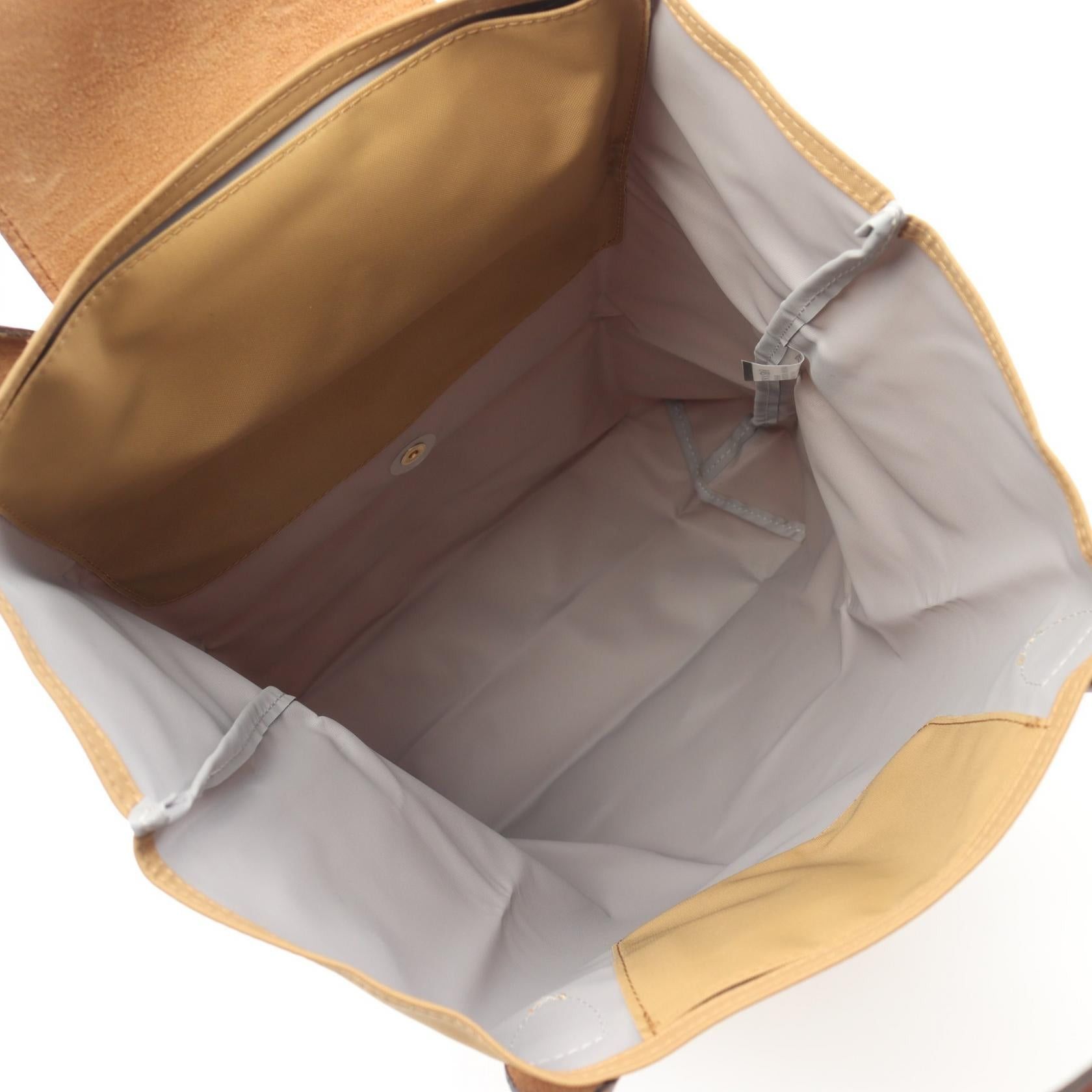 Longchamp Longchamp Le Preage Original M Shopping Bag Handbag Tote Fabric Leather Beige Brown Size ONE SIZE - 3 Thumbnail